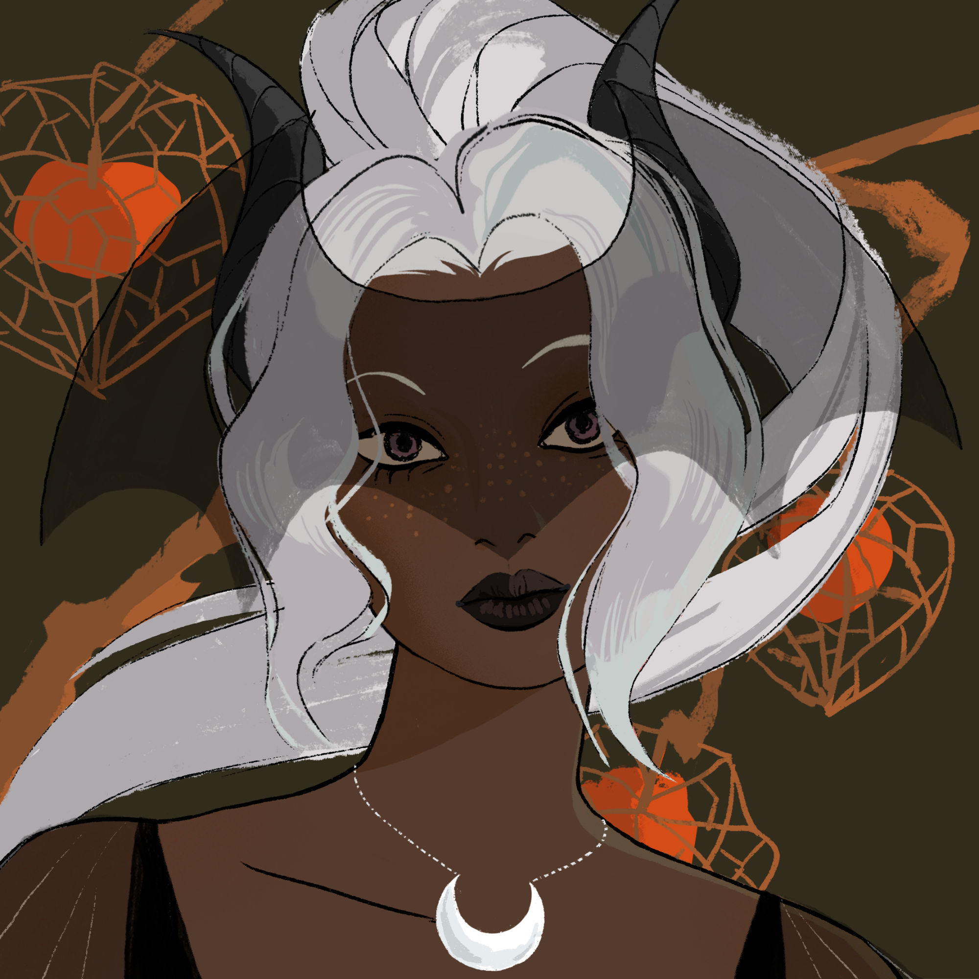 a portrait of Cresyl of the demon market