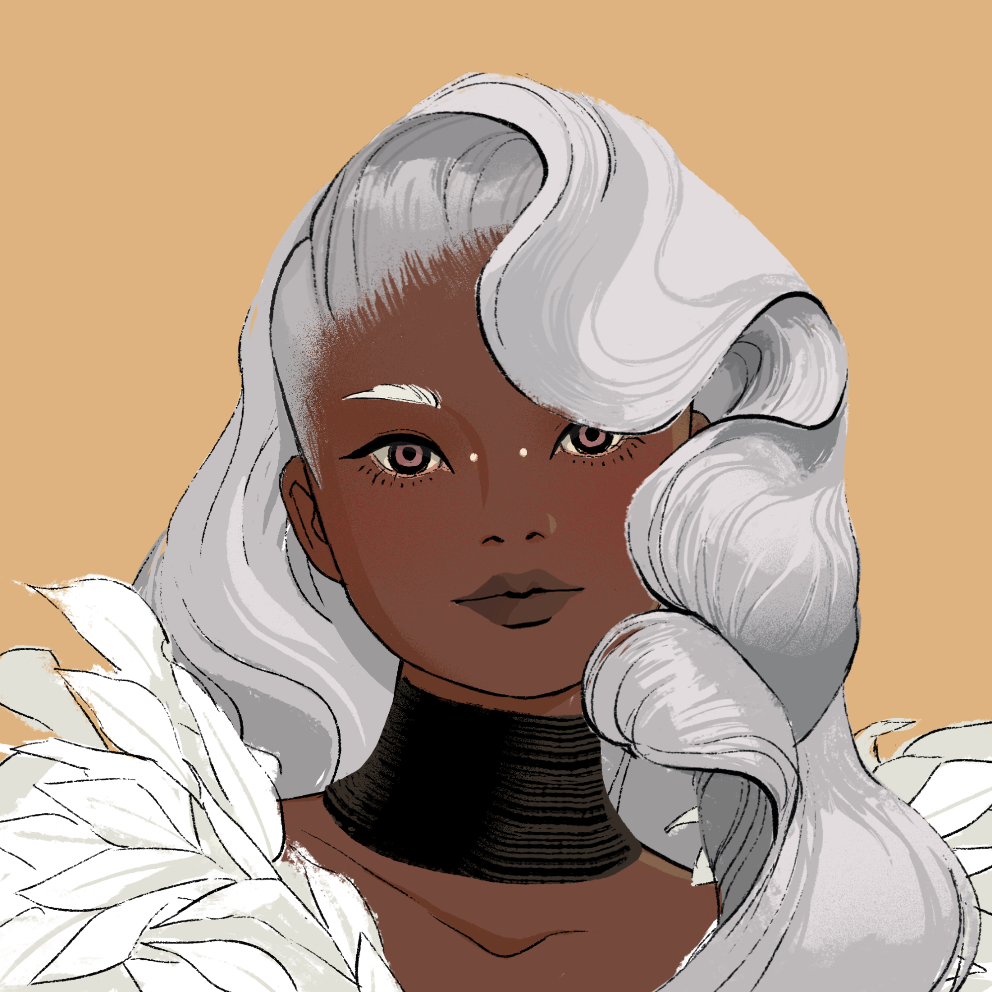 a portrait of Mahogany of the demon market