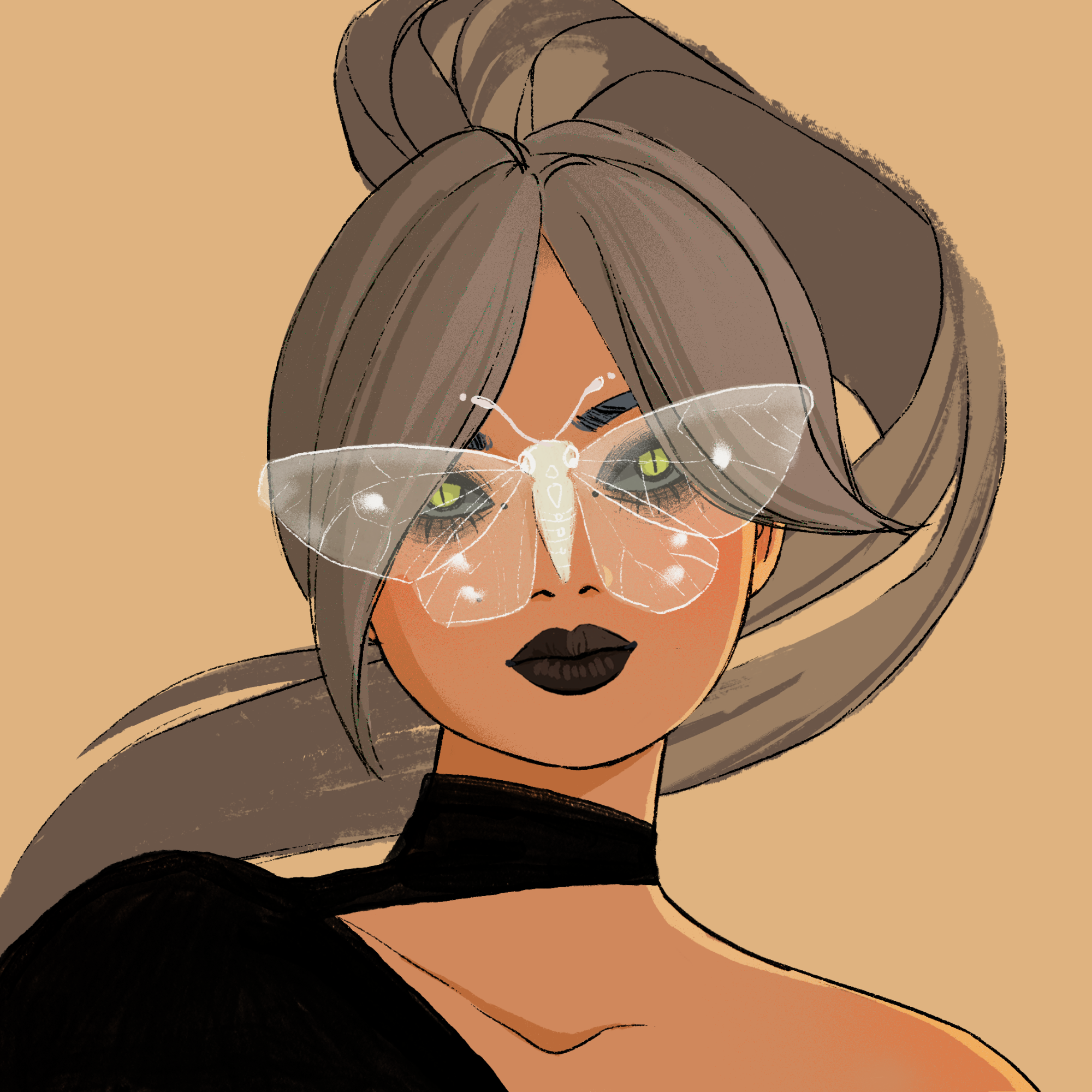 a portrait of Iroko the solemn