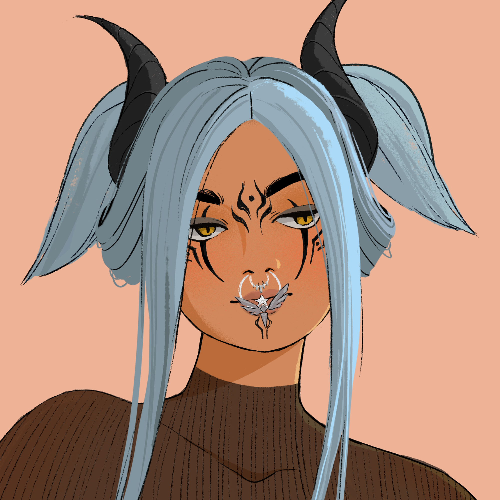 a portrait of Katla, the unruly mayhem