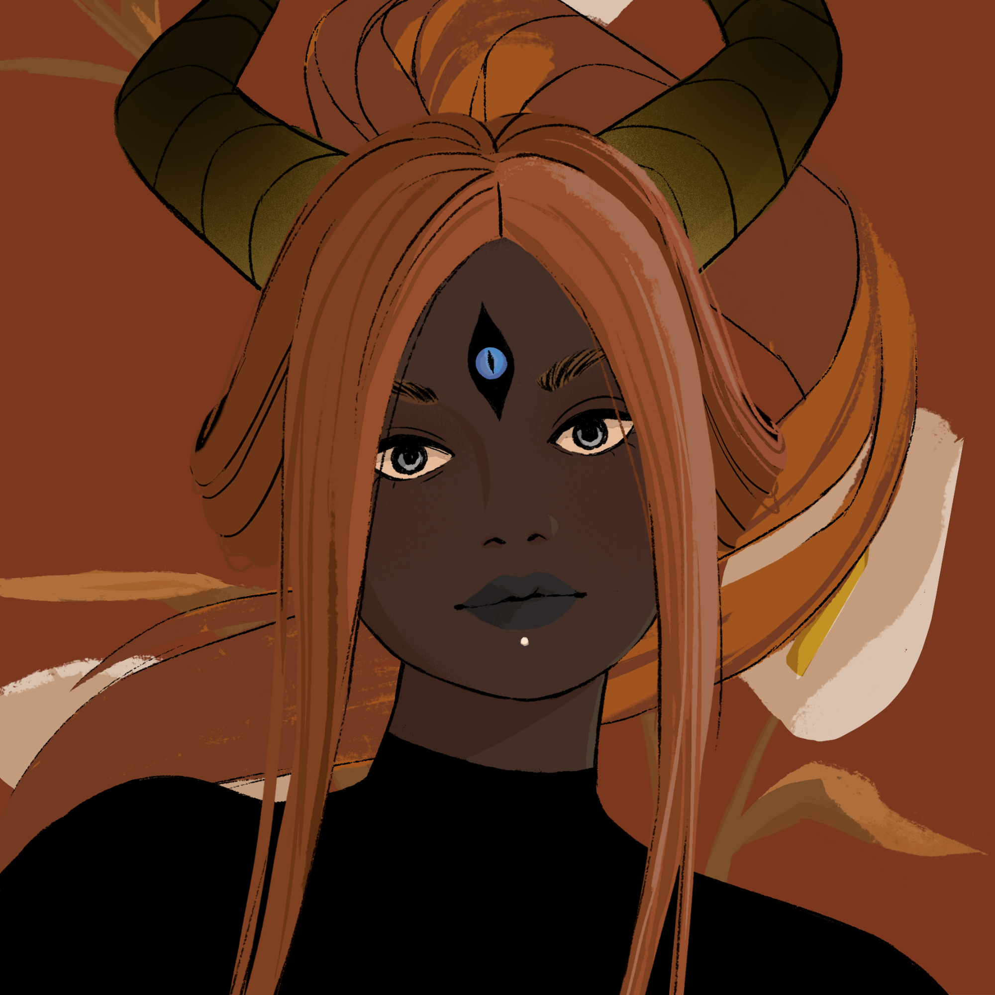 a portrait of Dubbi the rain-slicked