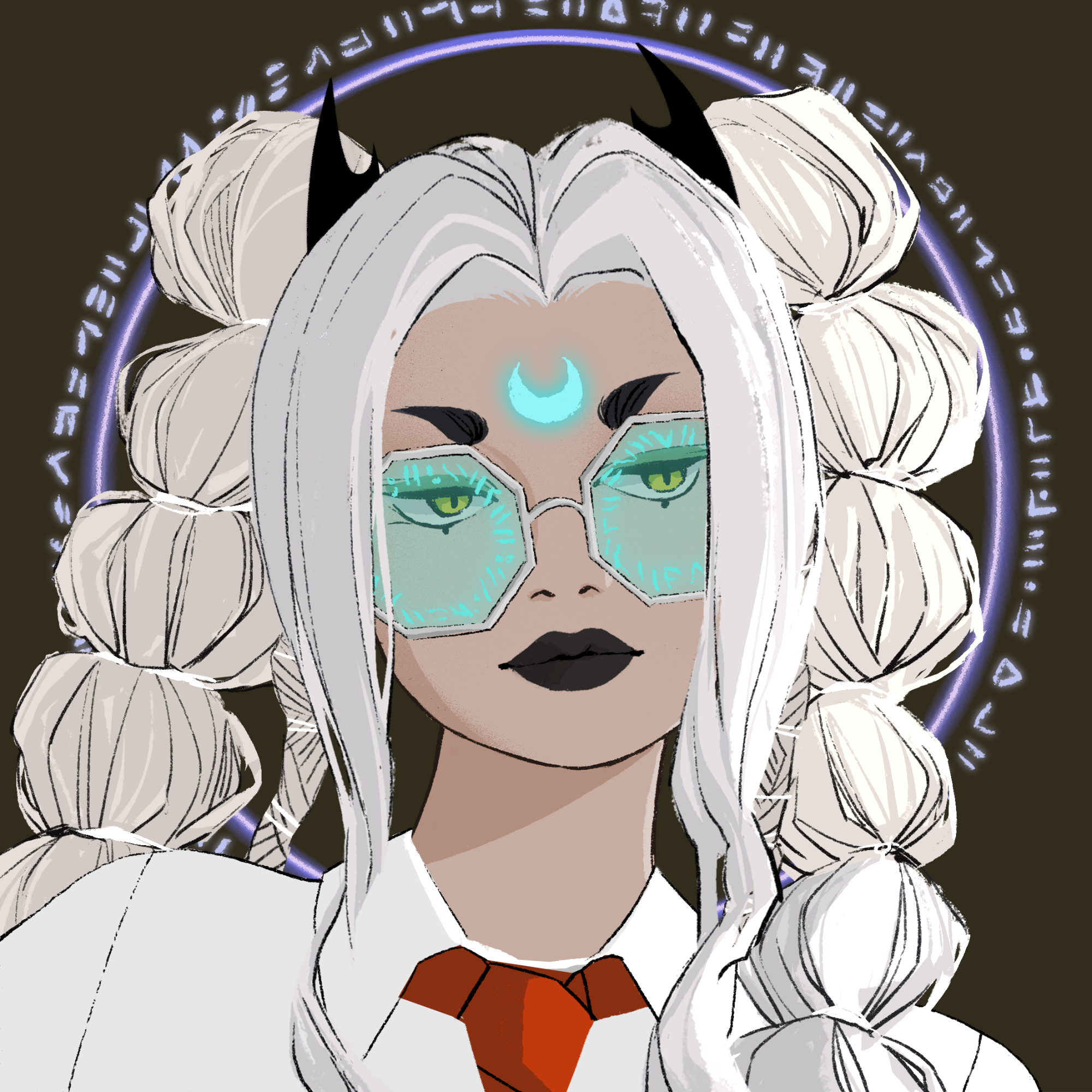 a portrait of Pupil script