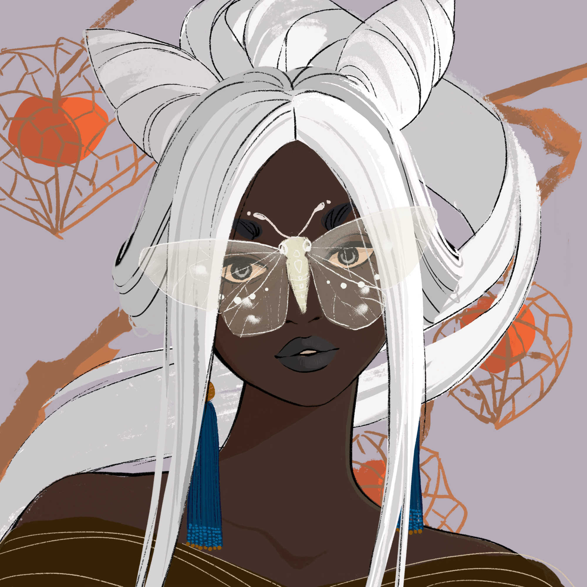 a portrait of Satin, the tinselled corsage