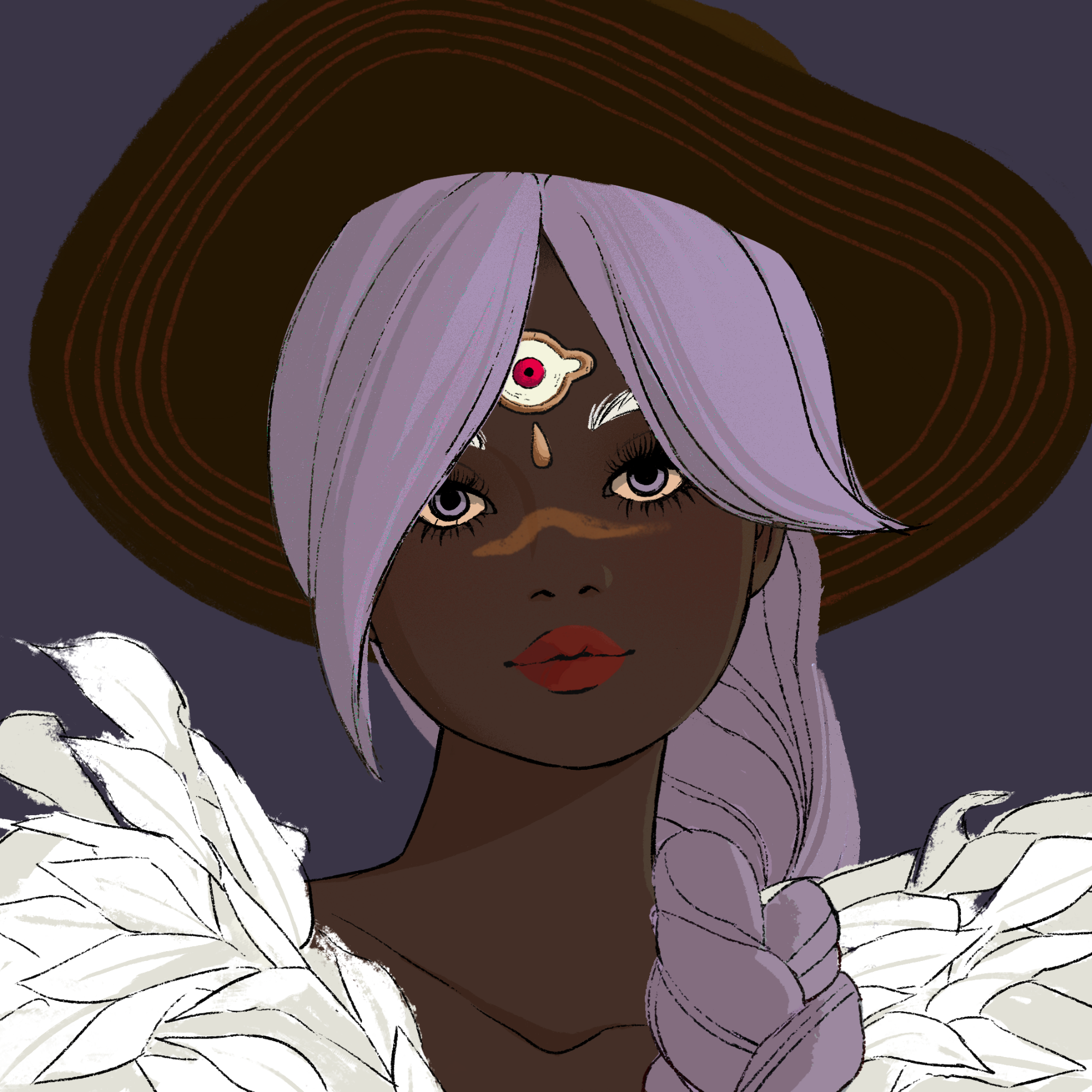 a portrait of Flora, the periwinkle dew