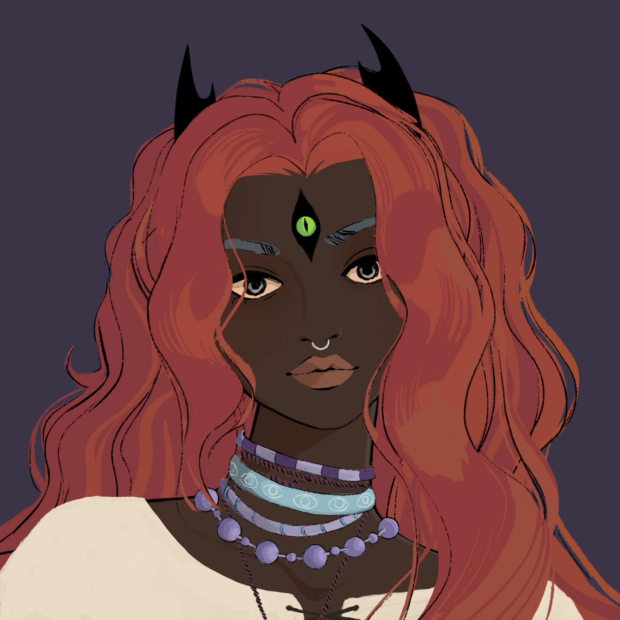 a portrait of Thera, the motley rocket