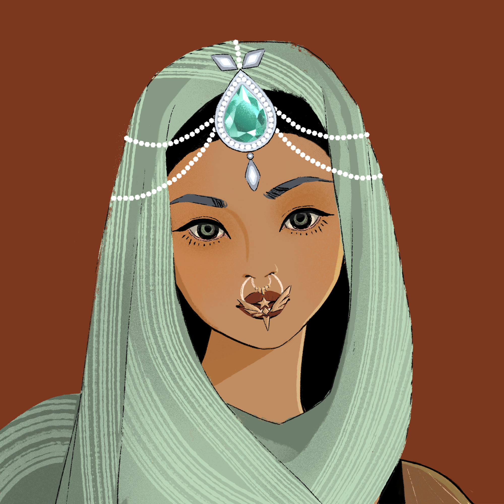 a portrait of Calone the tinselled