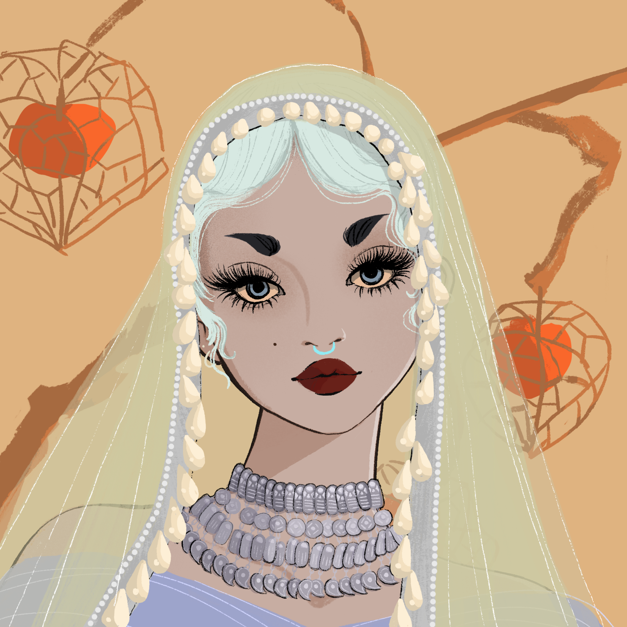 a portrait of Turquoise the well dressed
