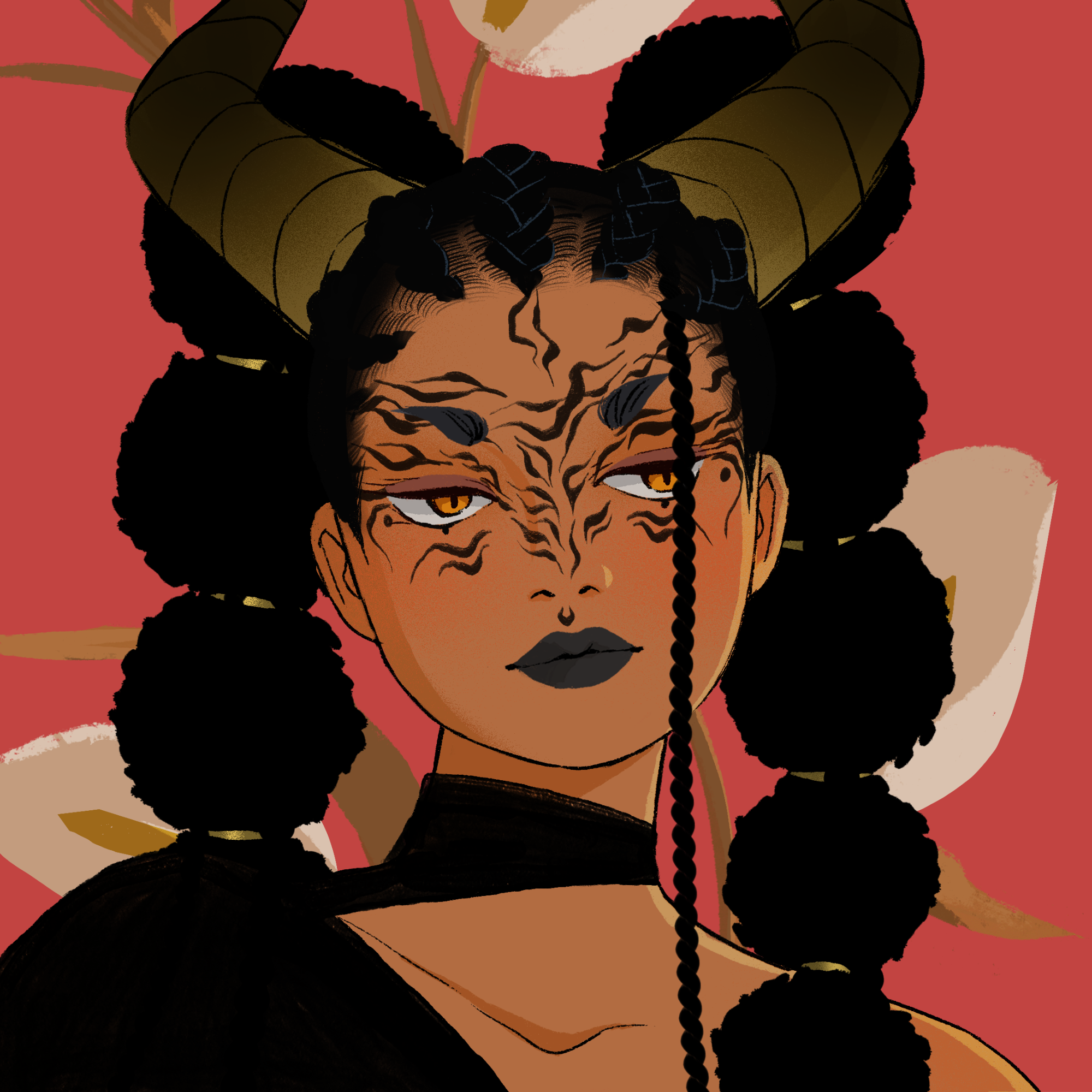 a portrait of Mojanda the red-hot