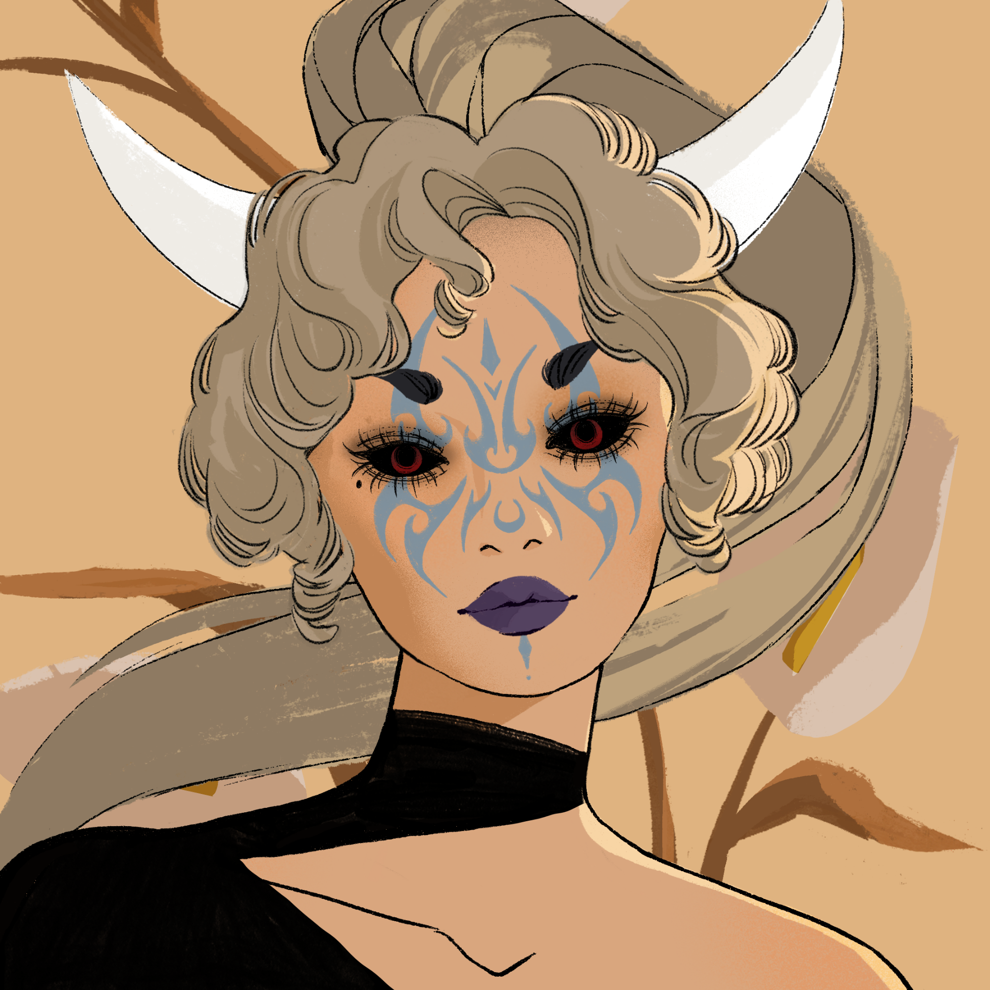 a portrait of Asacha, the flaming rage