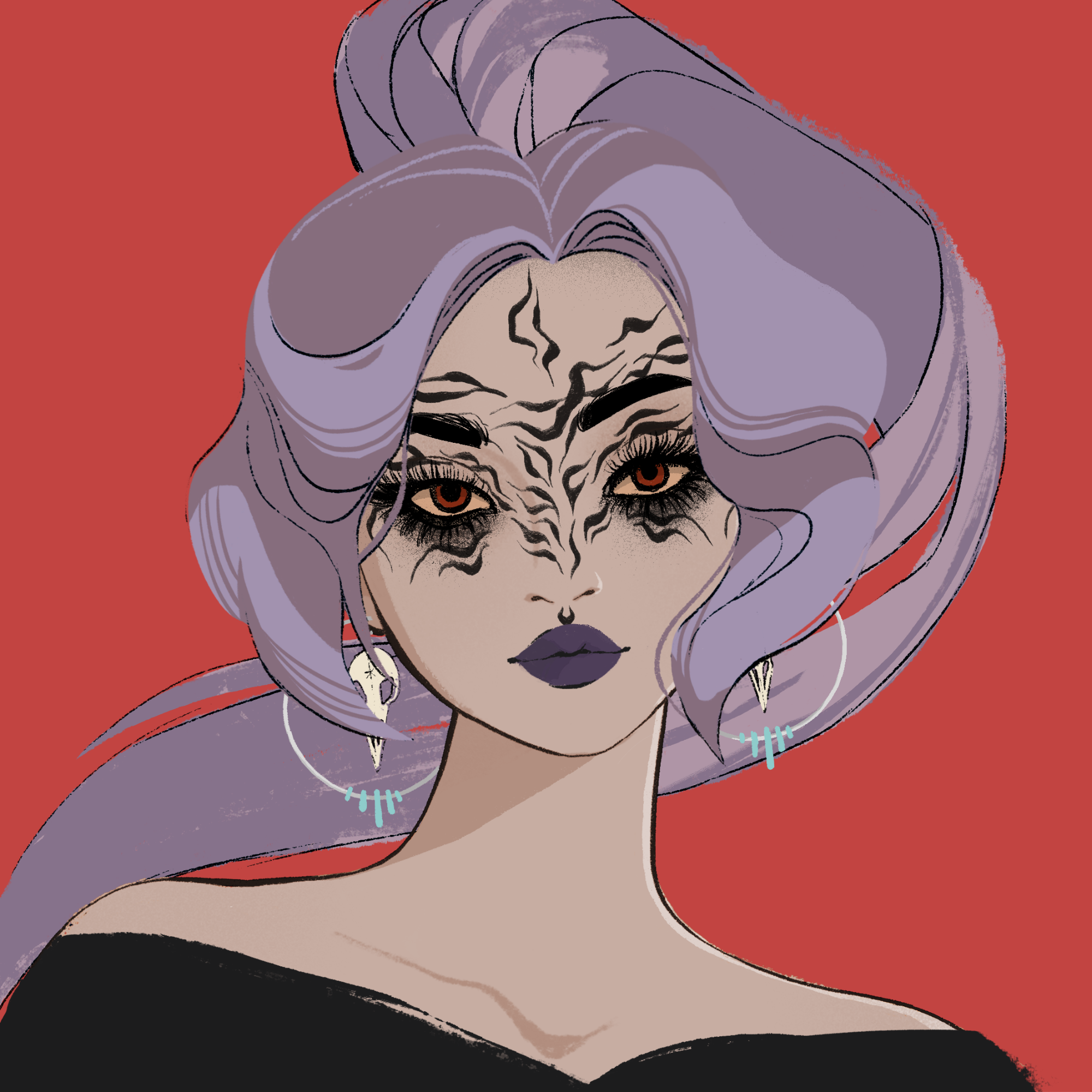 a portrait of Katla, the crackling fire flower