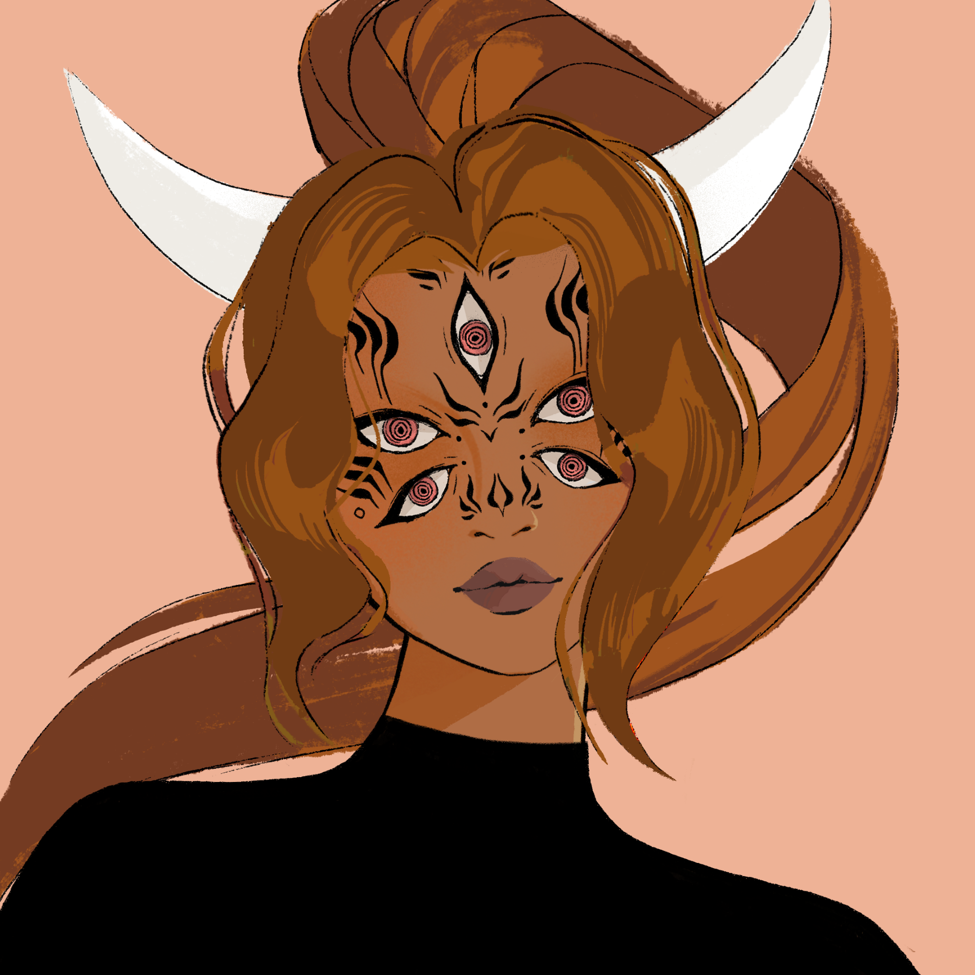 a portrait of Asacha, the calamitous flare-up