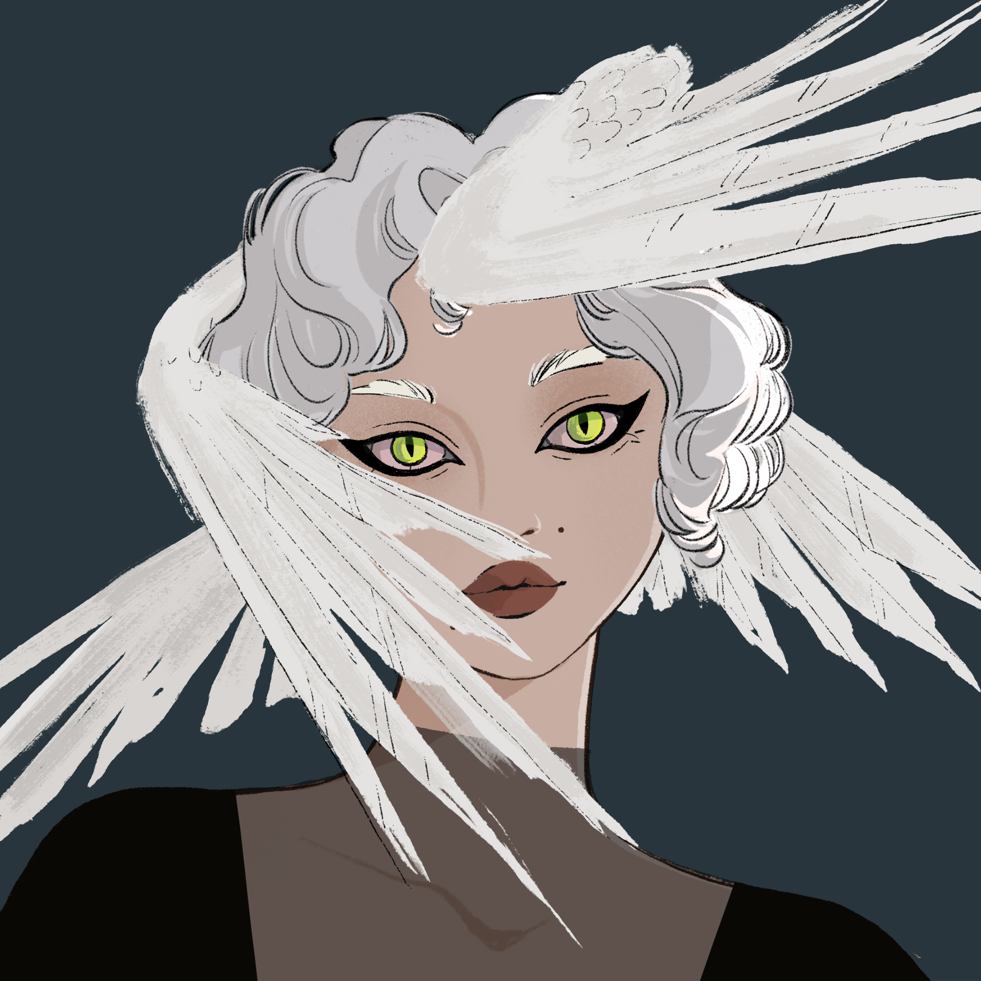 a portrait of Catalpa the somber