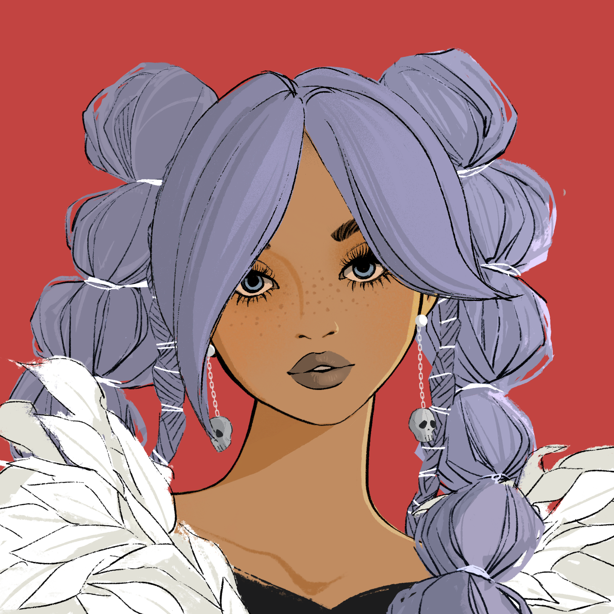 a portrait of Purpleheart, the grim soul