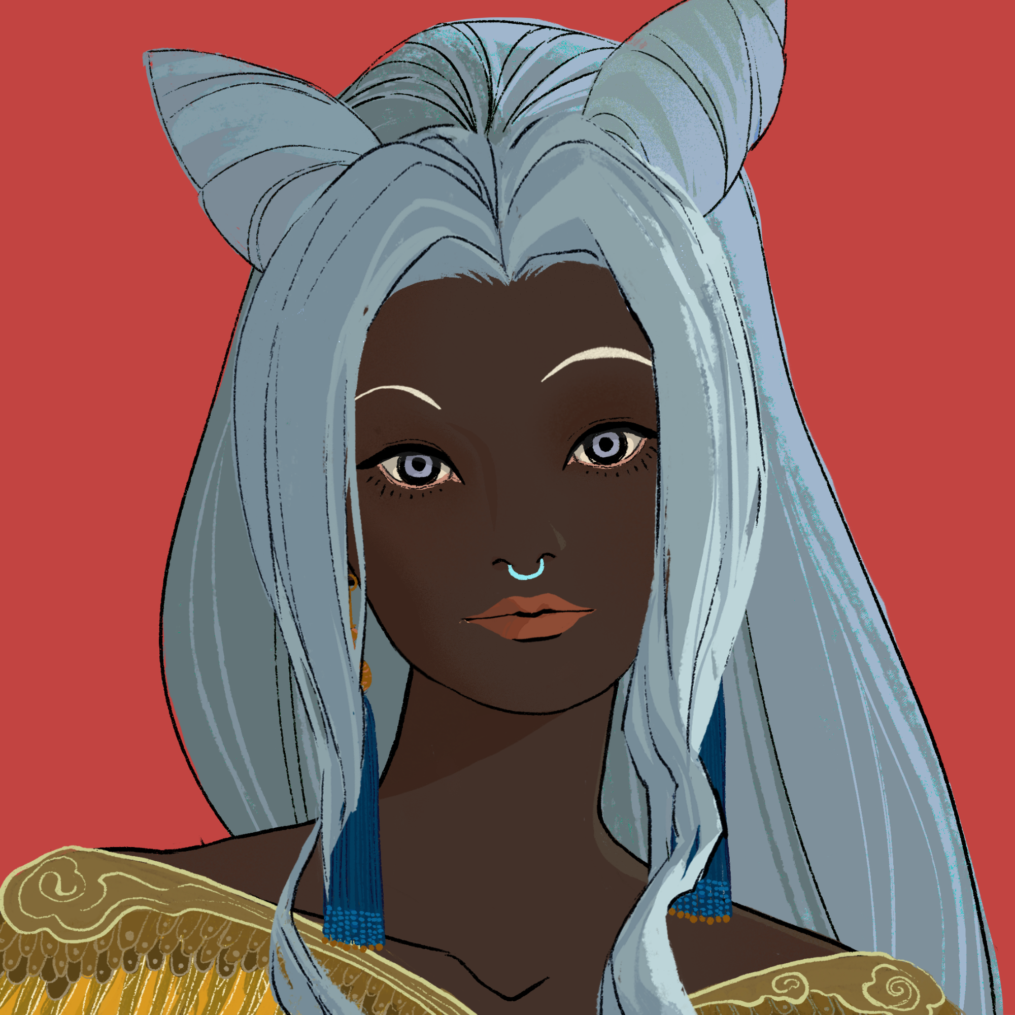 a portrait of Ruby the striking