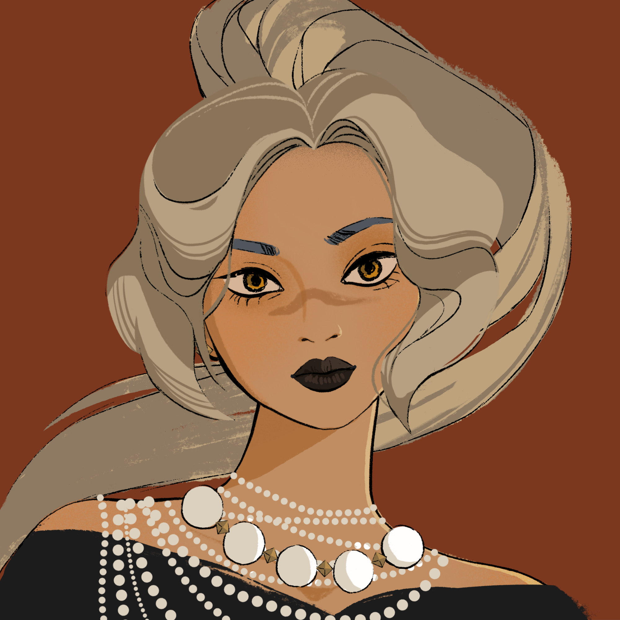 a portrait of Pearl the striking