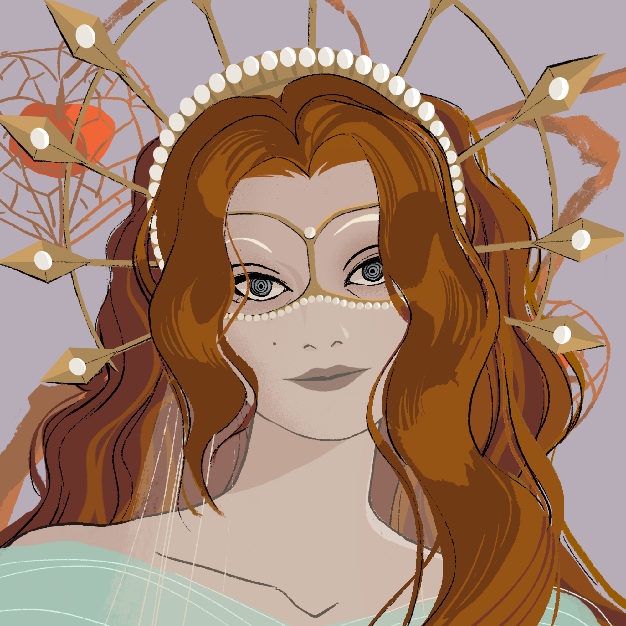 a portrait of Topaz the tinselled