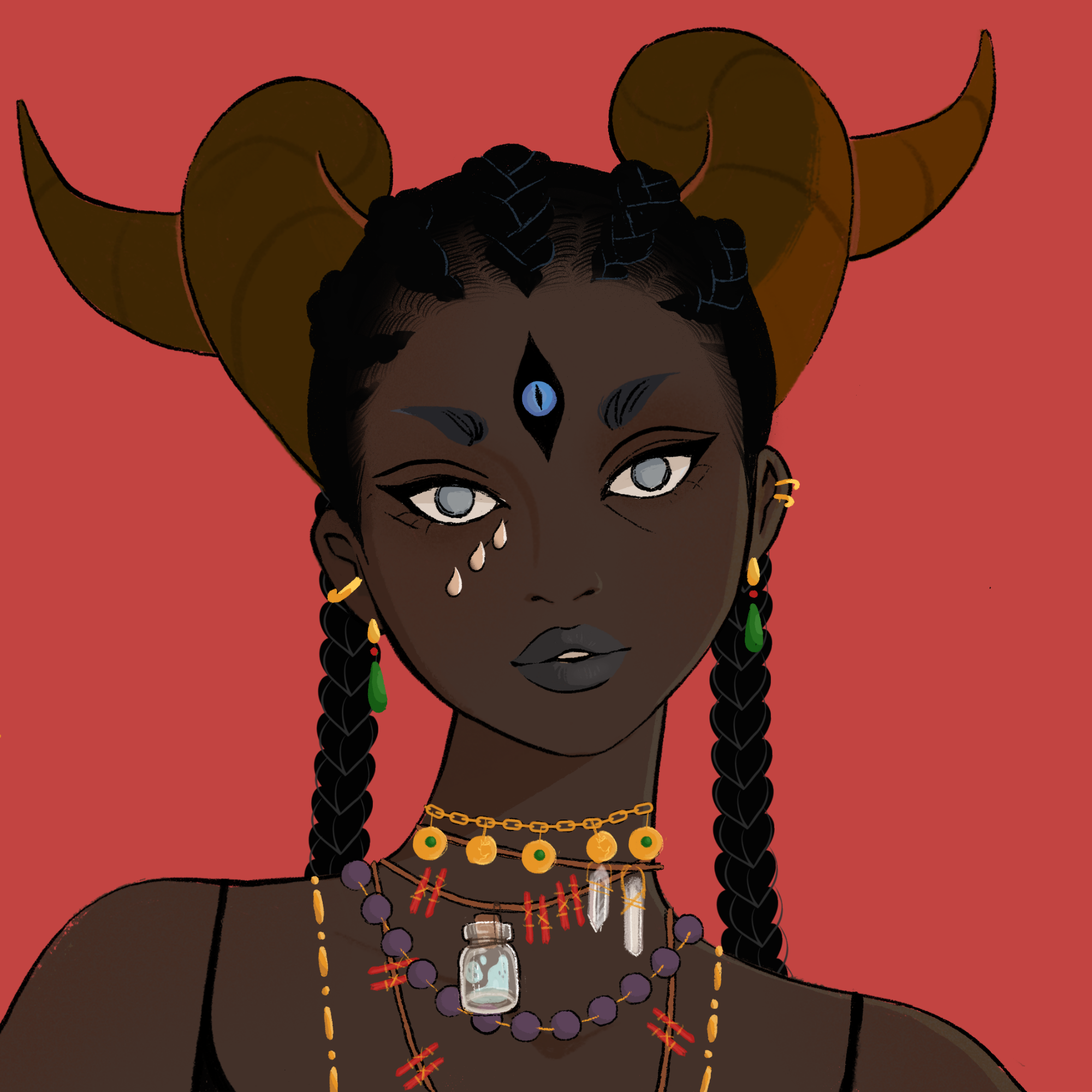 a portrait of Iraya, the motley bludgeon