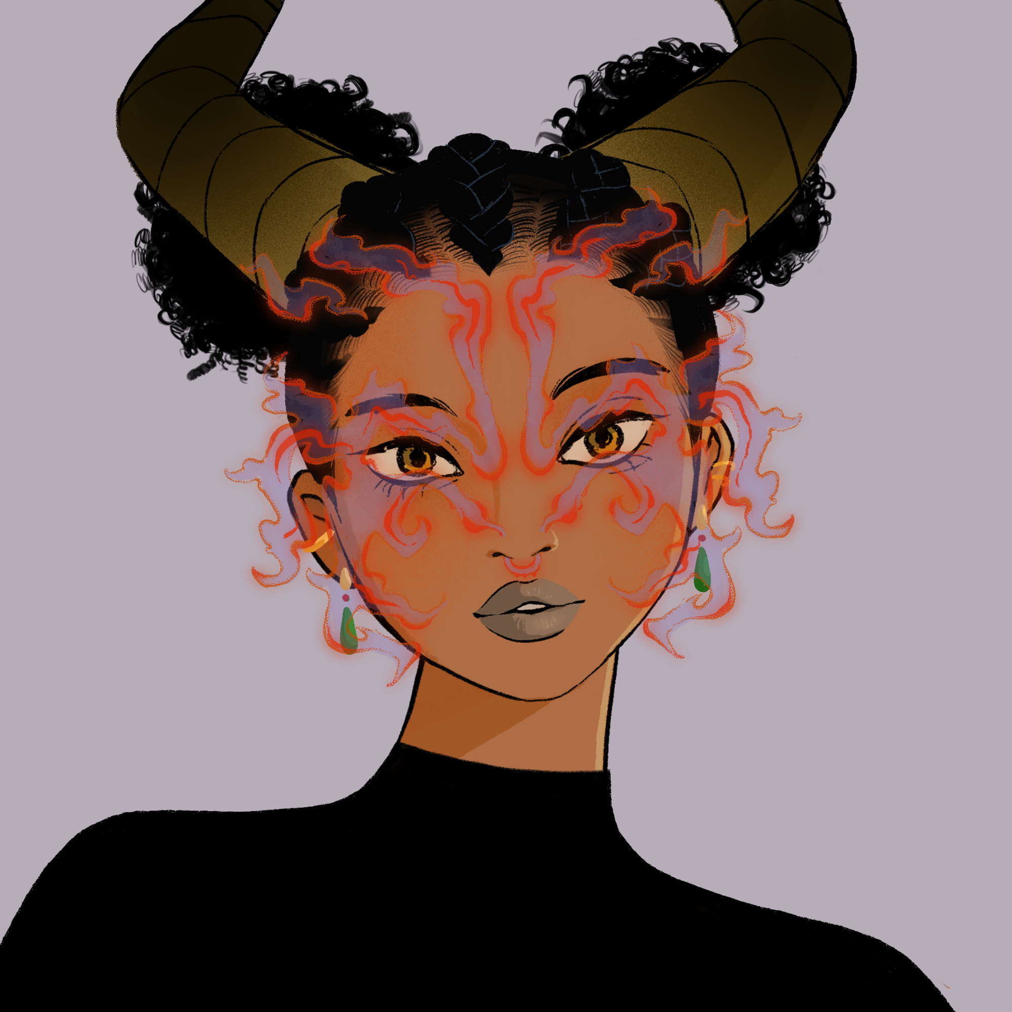 a portrait of Katla of the demon market