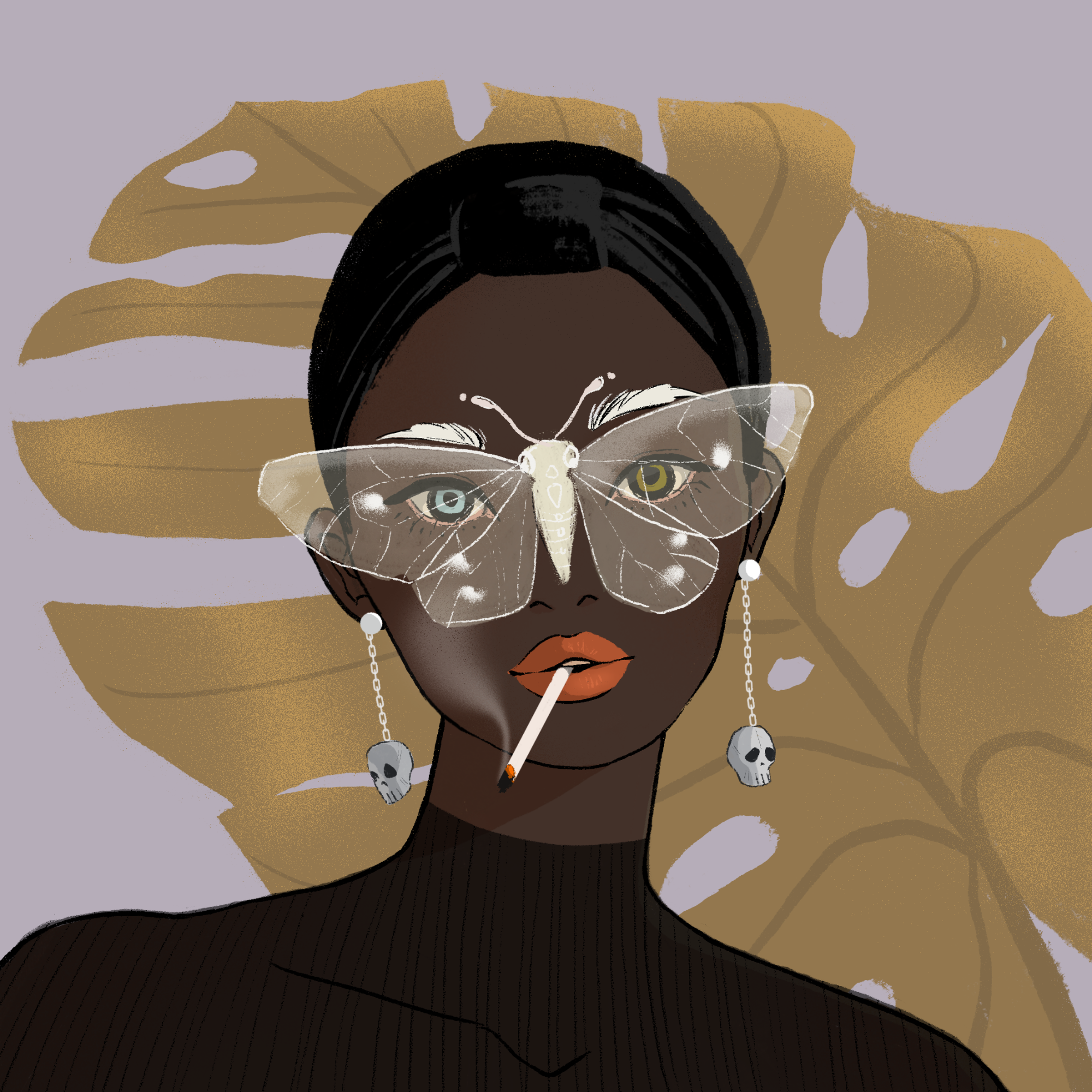 a portrait of Iodine, the shaded horn