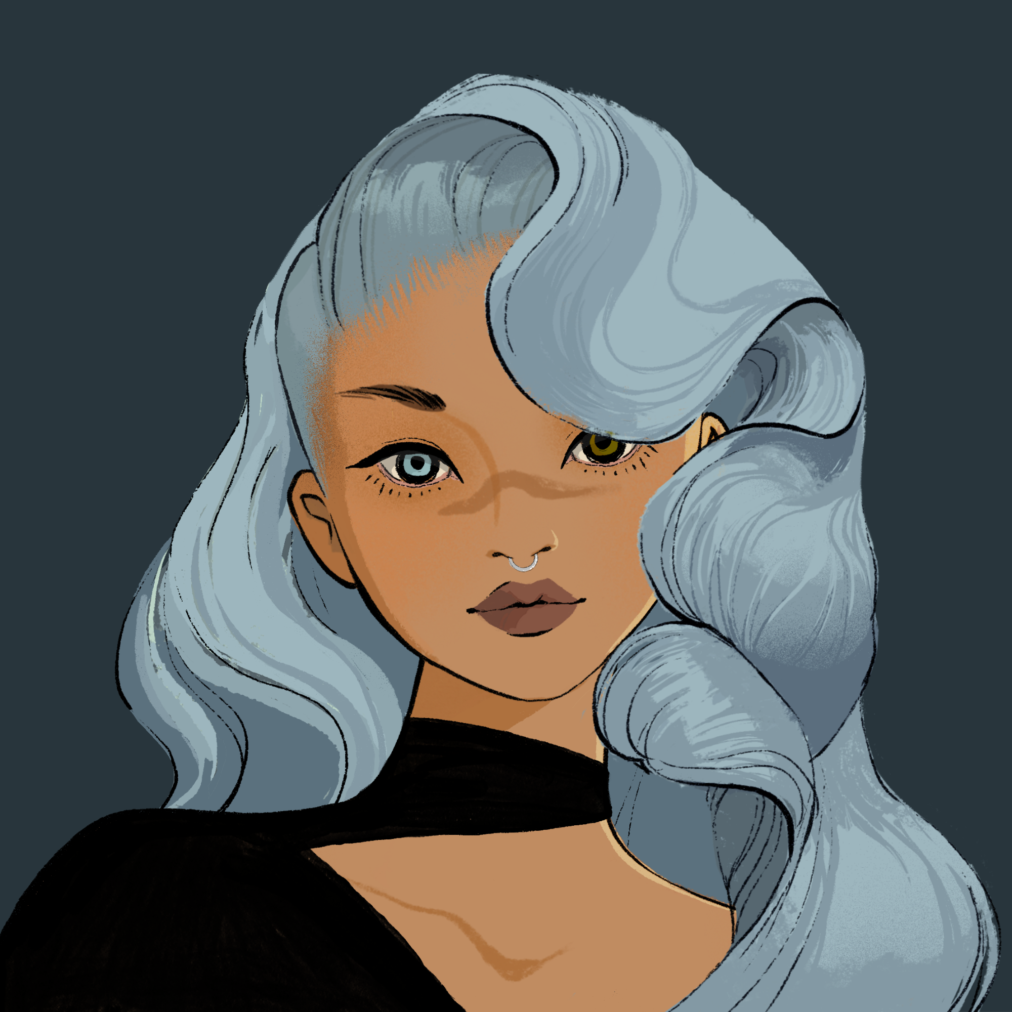 a portrait of Astatine, the elegant katana