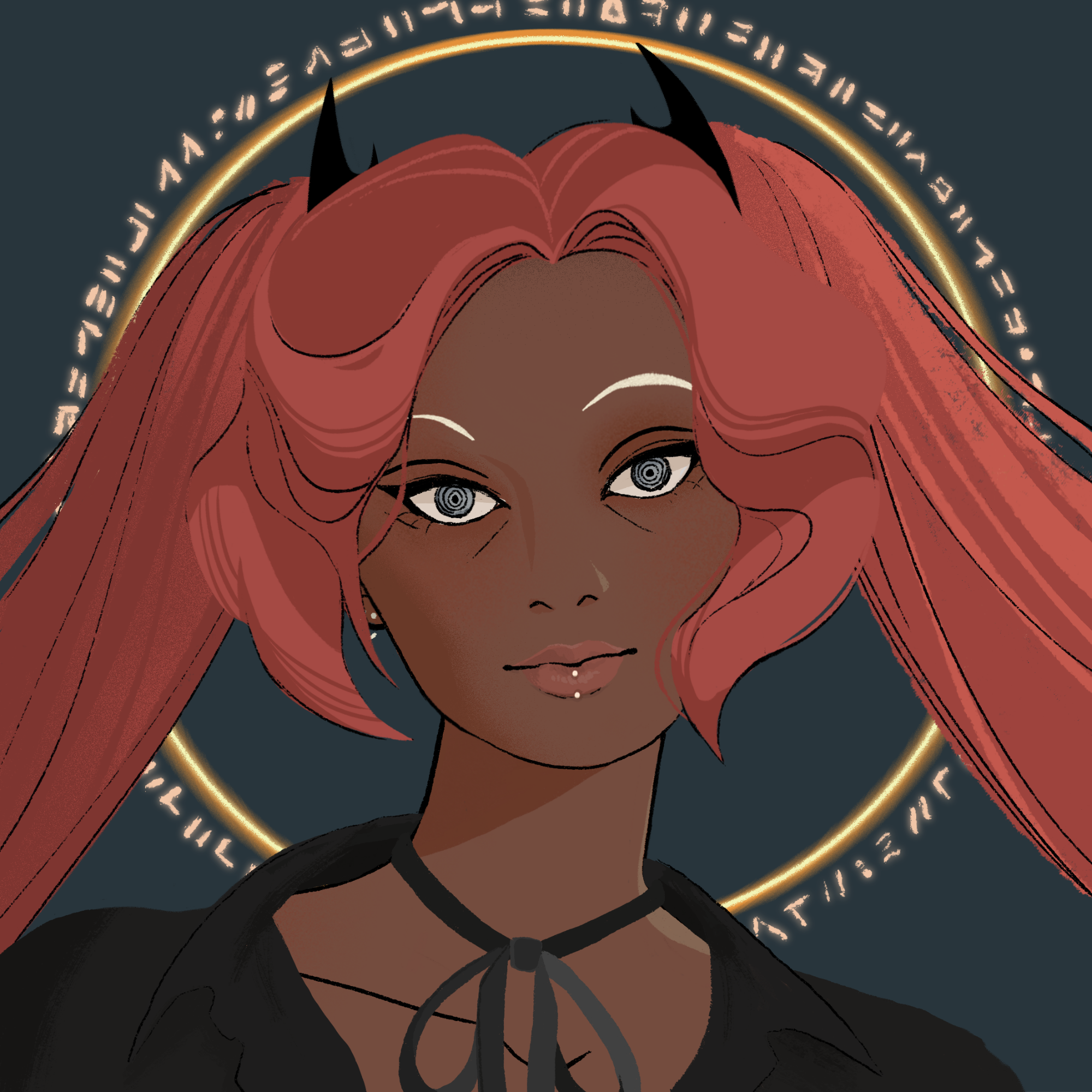 a portrait of Indus, the distracted symbol