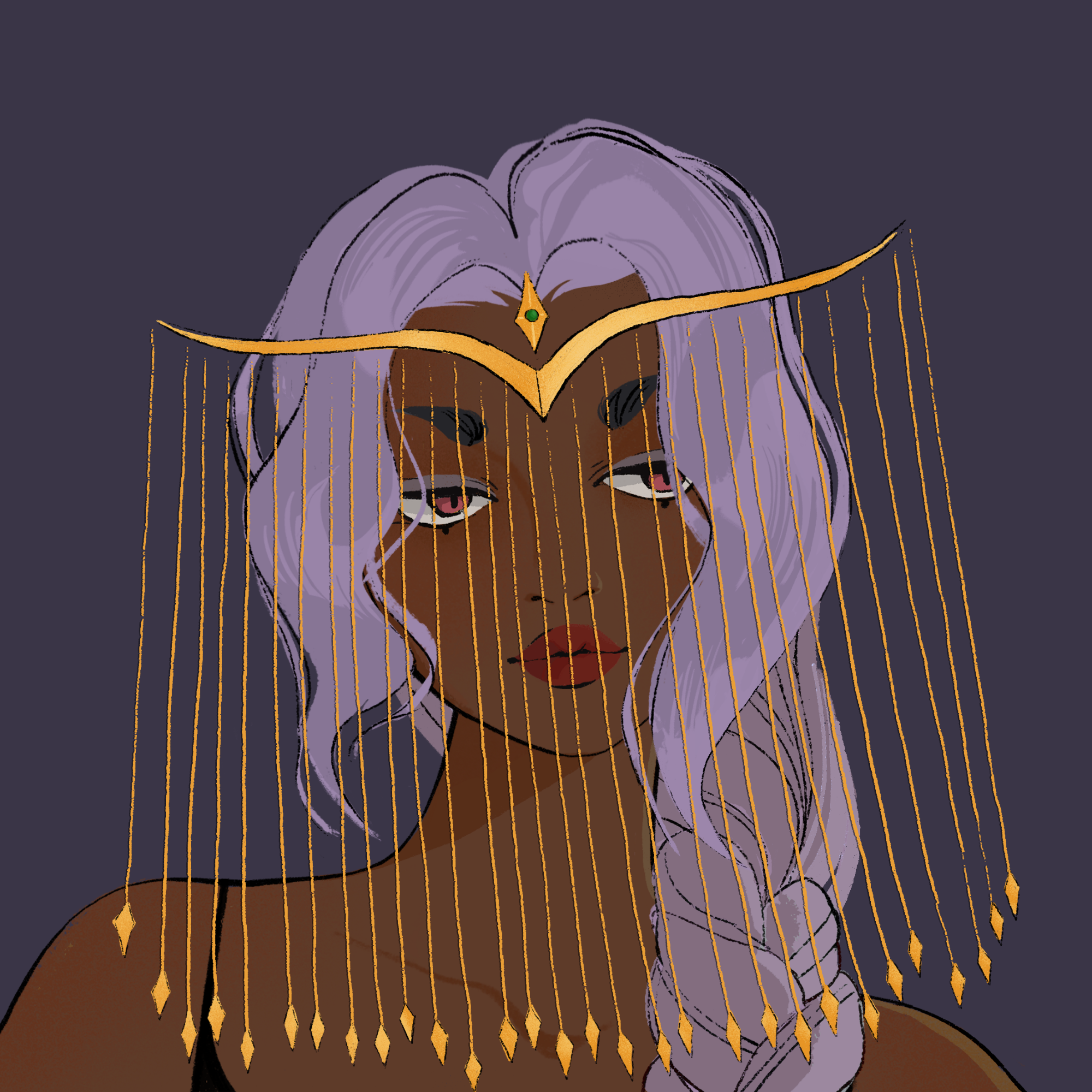 a portrait of Velvet, the tinselled throne