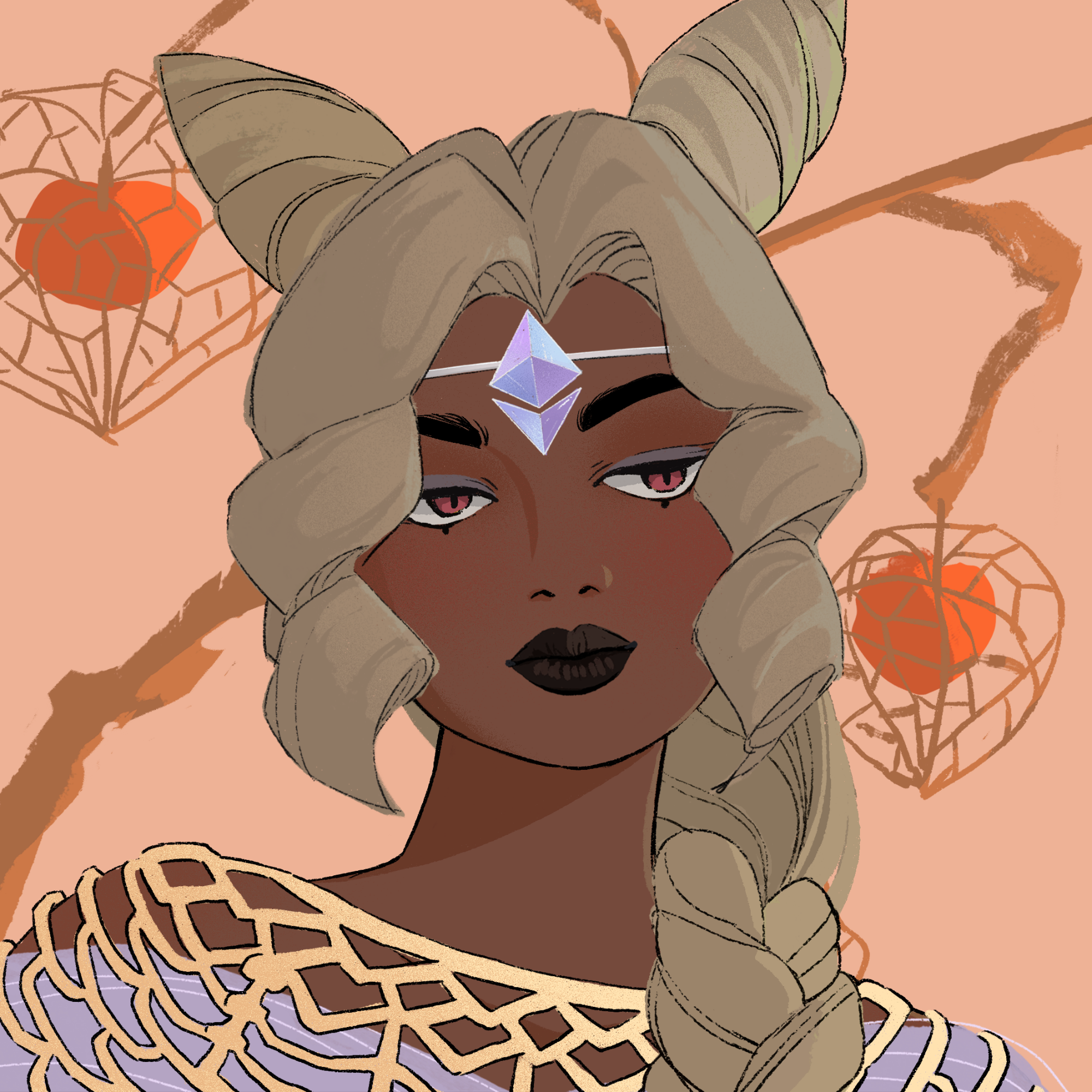 a portrait of Dahlia sky