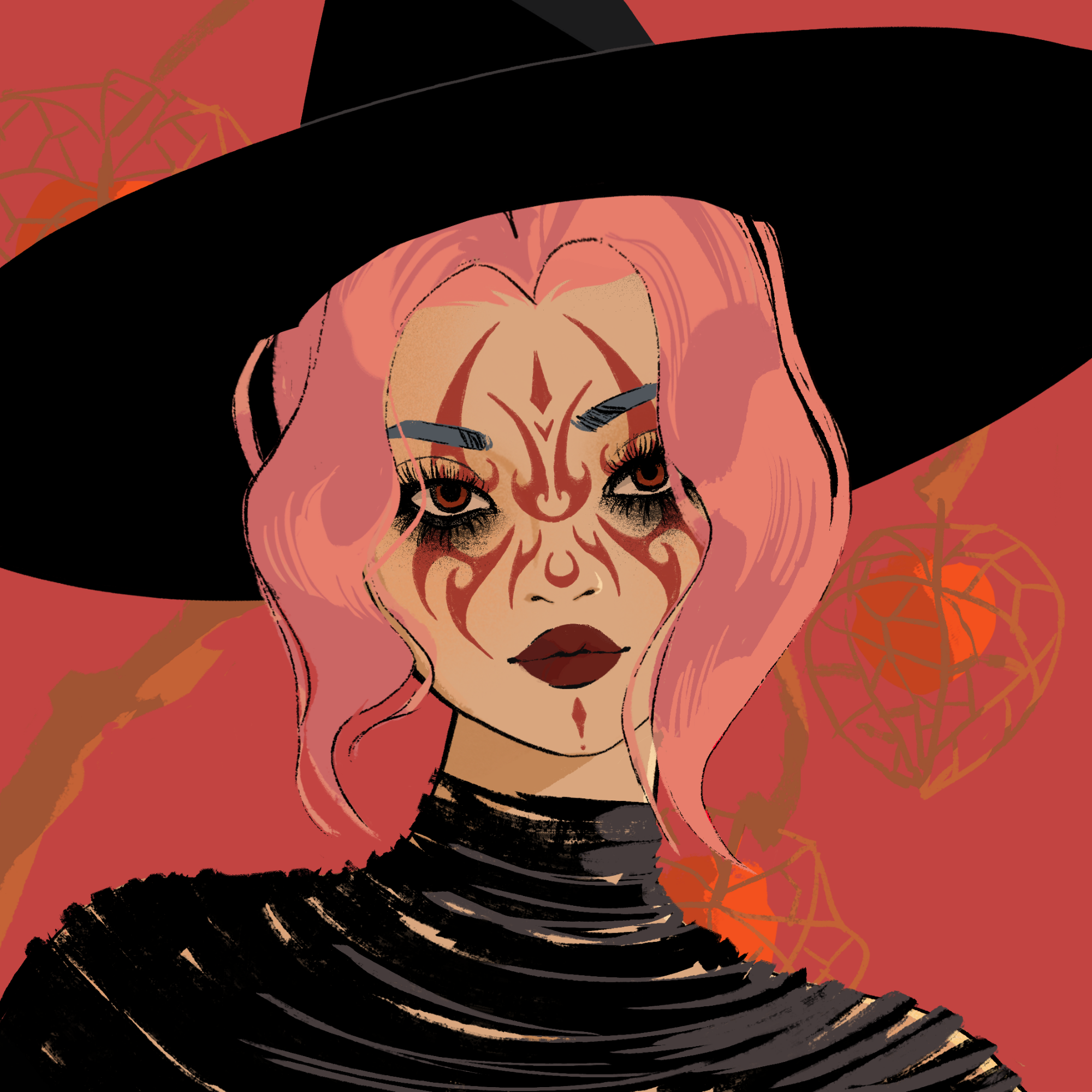 a portrait of Zimina, the scarlet chaos