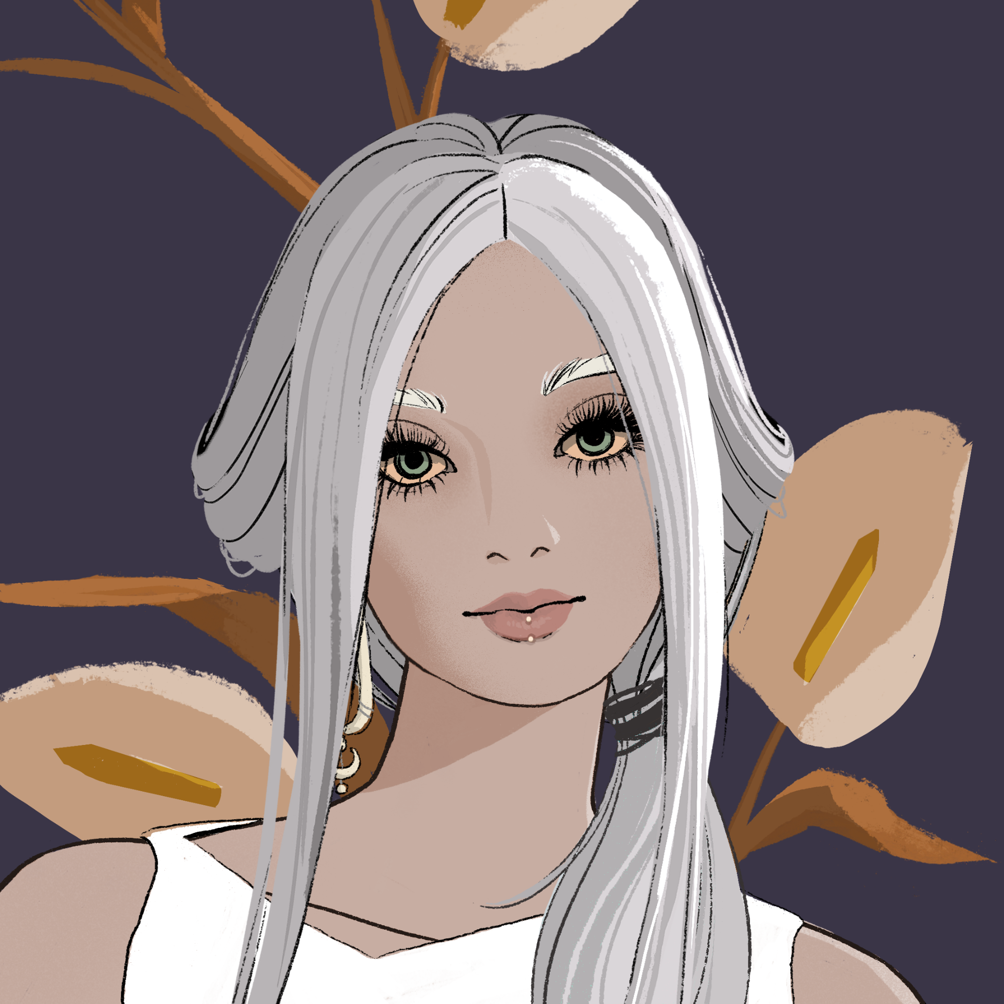 a portrait of Hafnium, the indigo hood