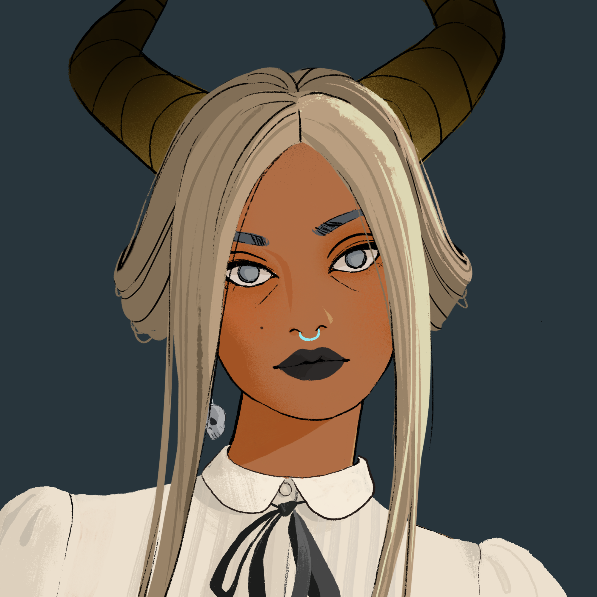 a portrait of Iroko the shaded