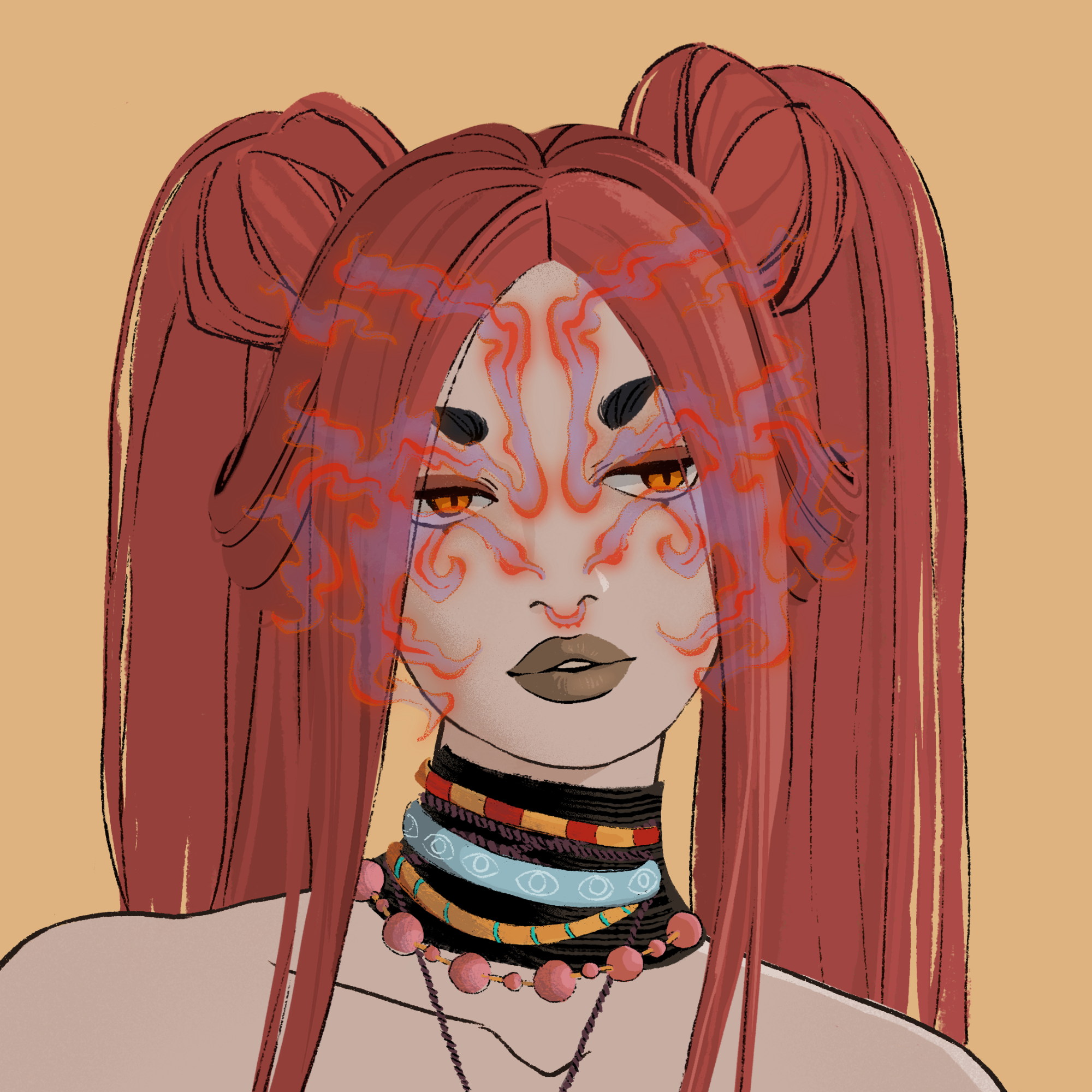 a portrait of Bagana, the savage flail