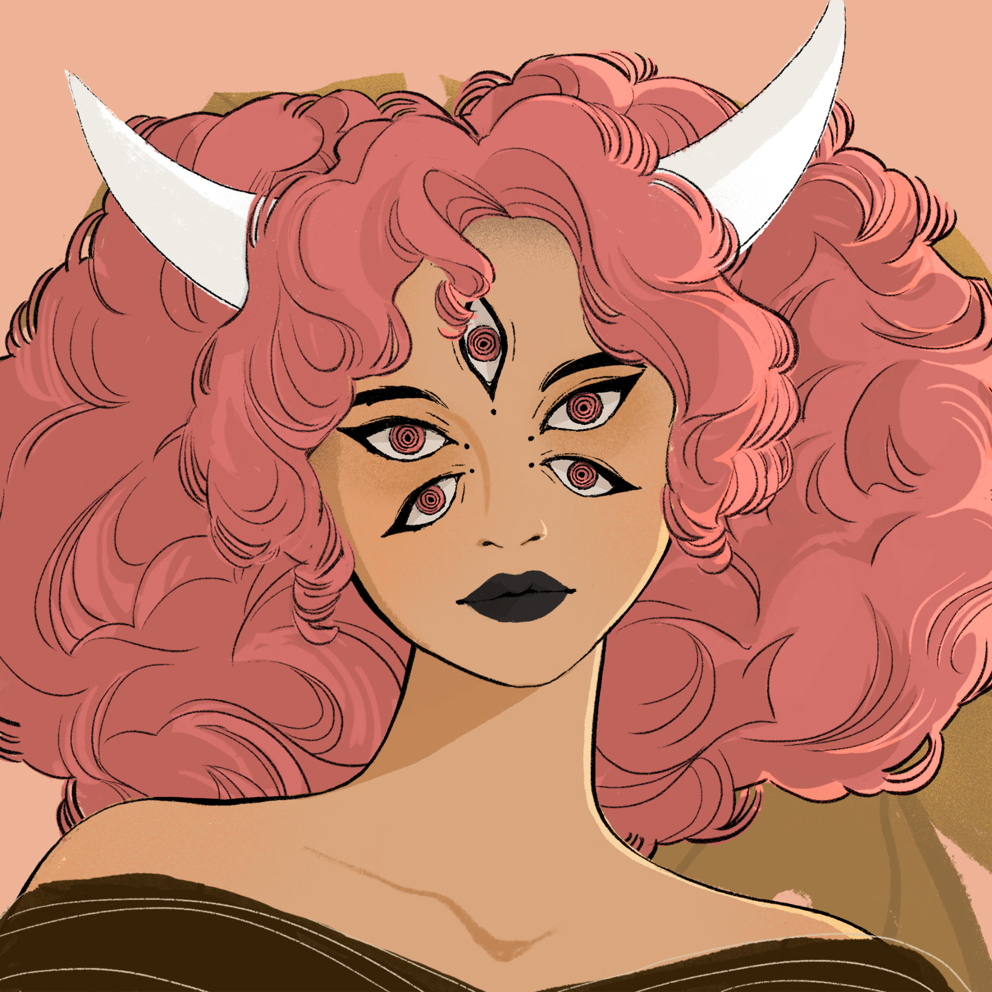 a portrait of Sinarka, the flaming quarrel