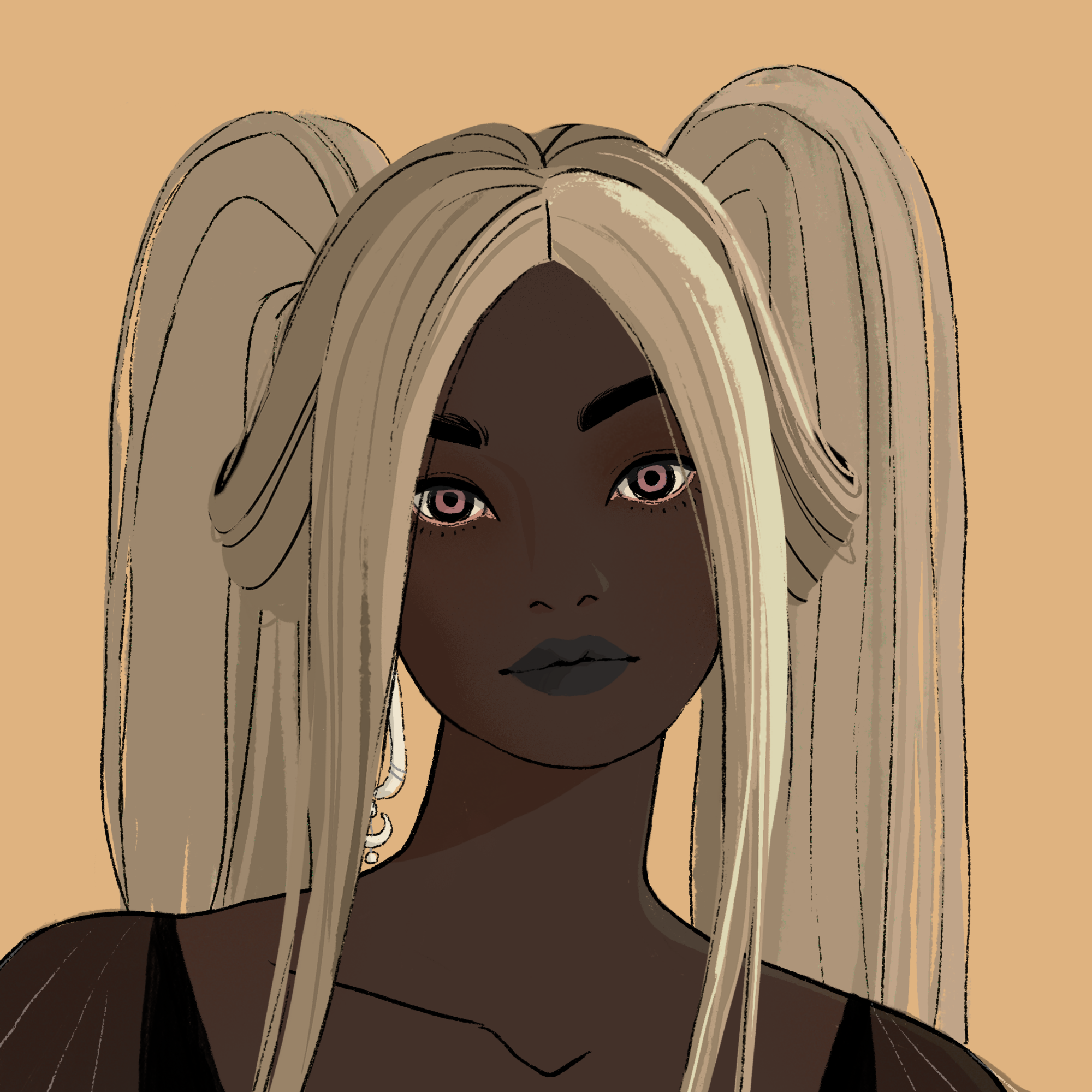 a portrait of Tiama, the somber vigil