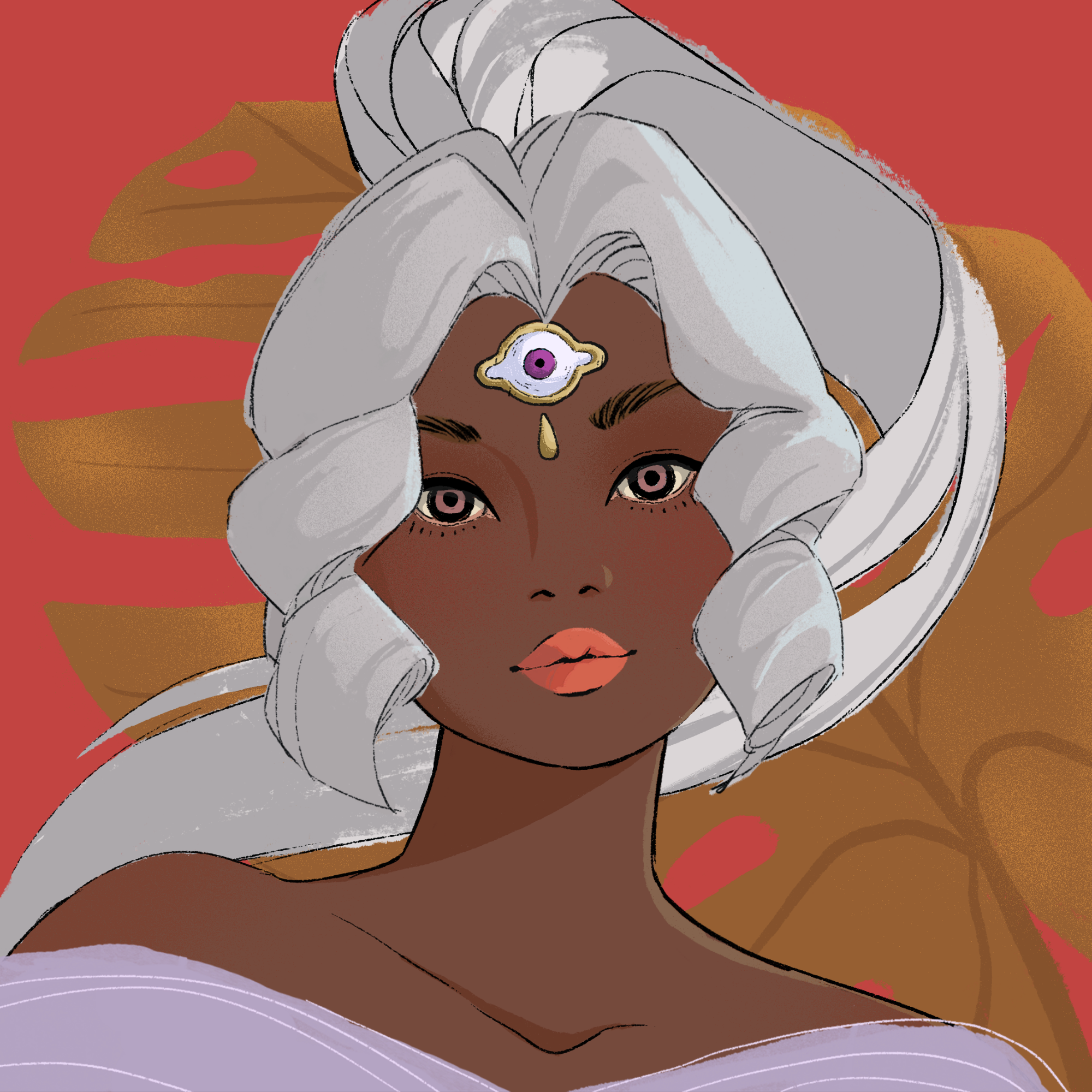 a portrait of Dahlia, the fine sky