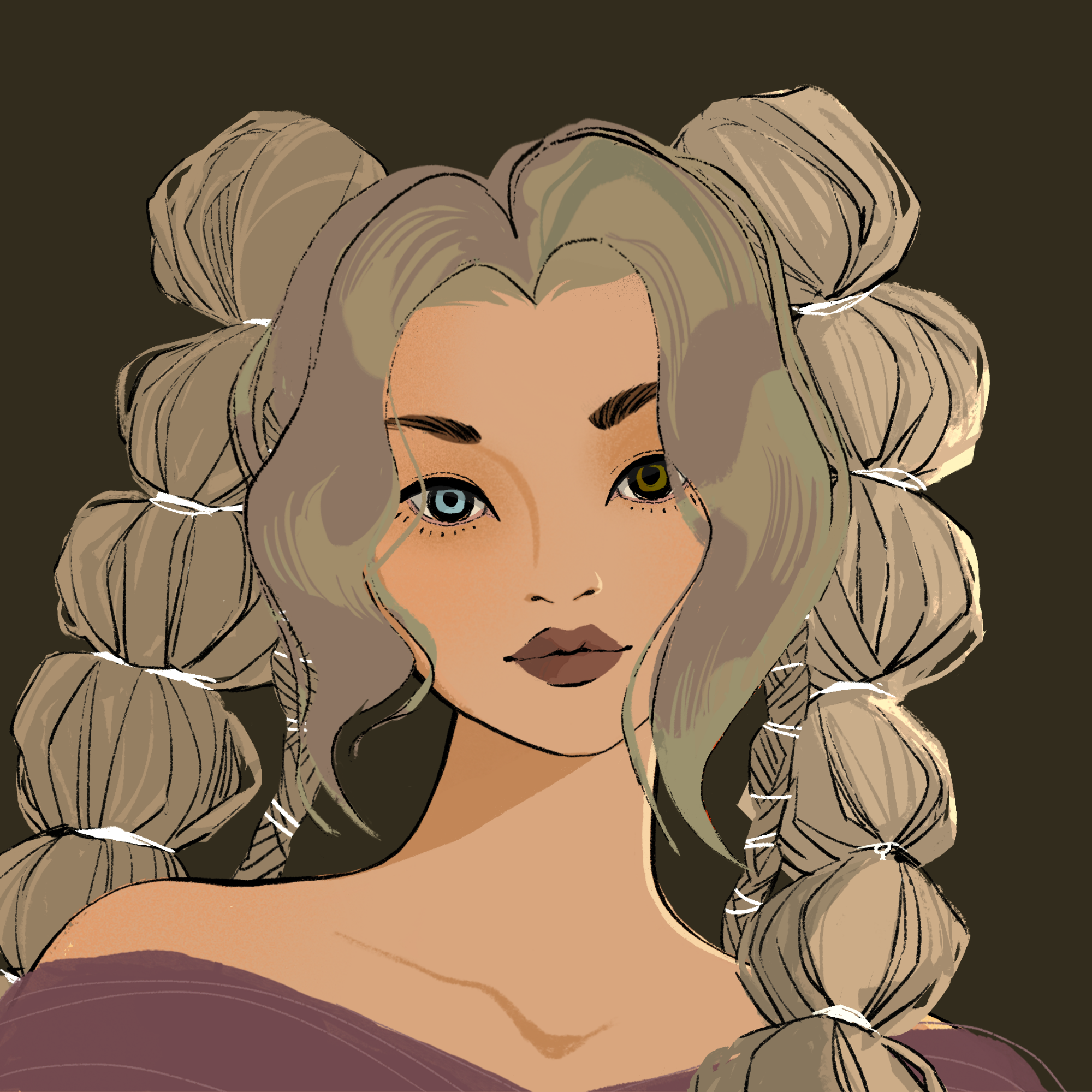 a portrait of Okra, the beige scythe