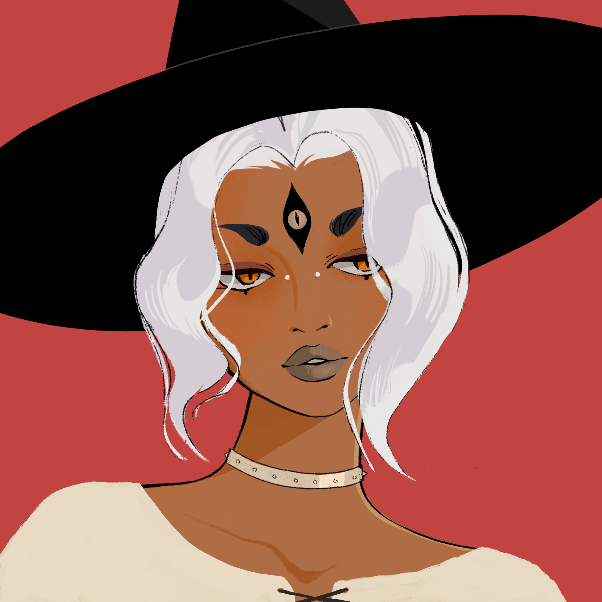 a portrait of Thera the white-hot