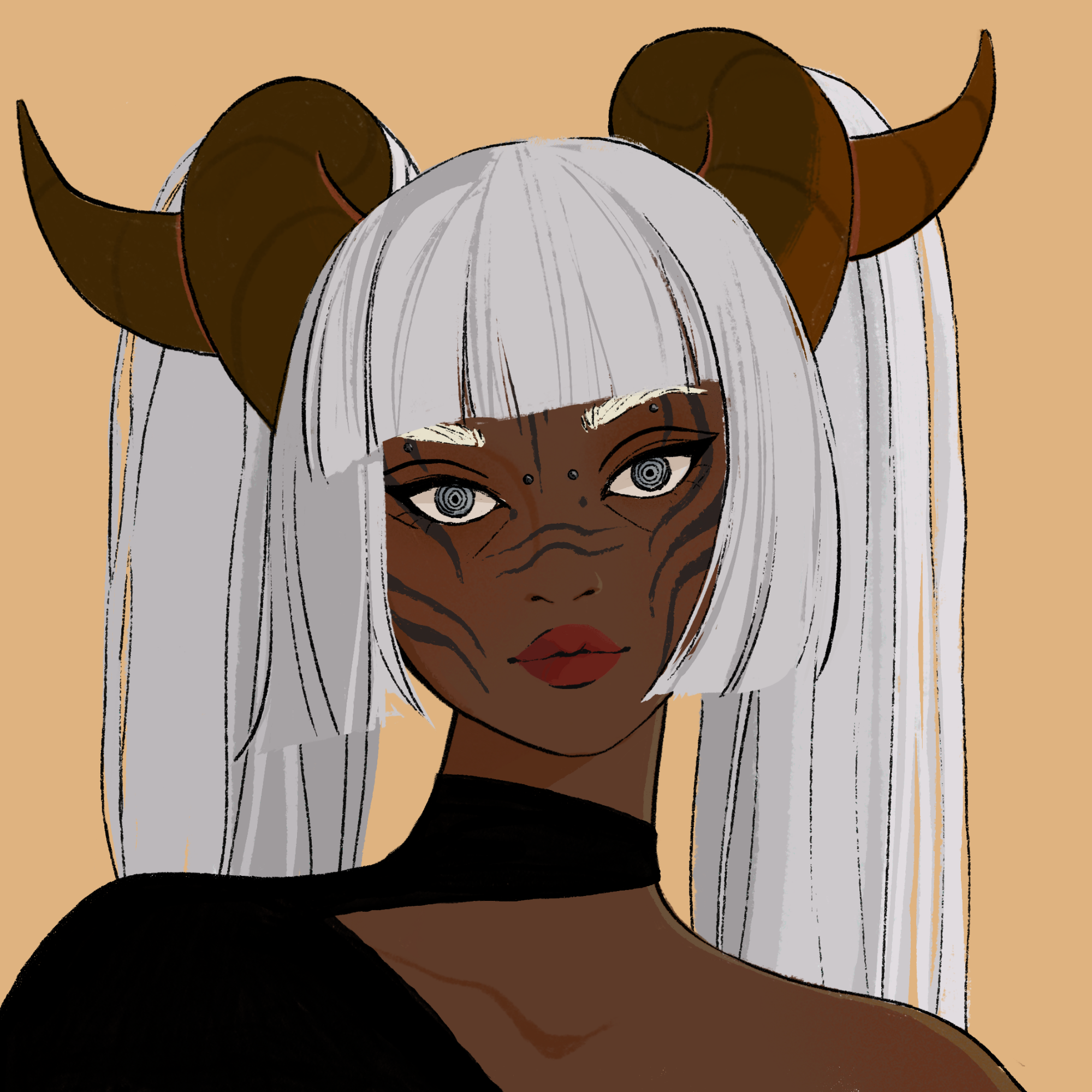 a portrait of Kone the scarlet