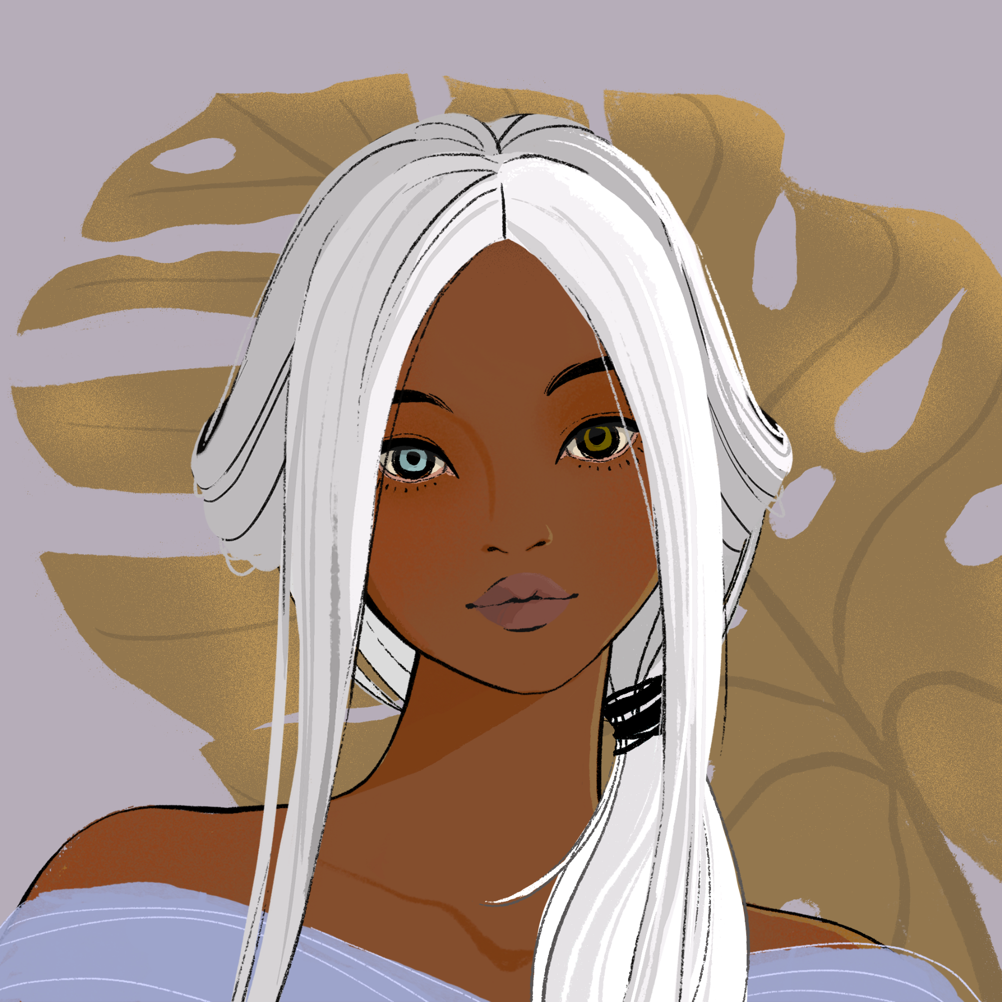 a portrait of Azuki the wind-swept